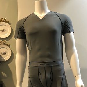 NWOT Calvin Klein Athletic Stretch Deep V Shirt
